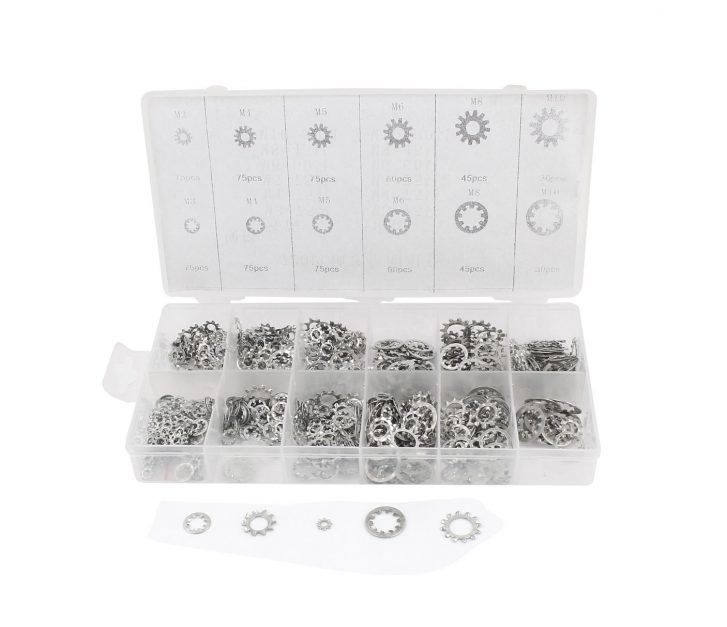 720 pcs Washer Assortment Corrosion-Resistant Zinc-Plated Steel Construction 18 Sizes in Standard, "C", and Star Types Comes with a Plastic Organizer