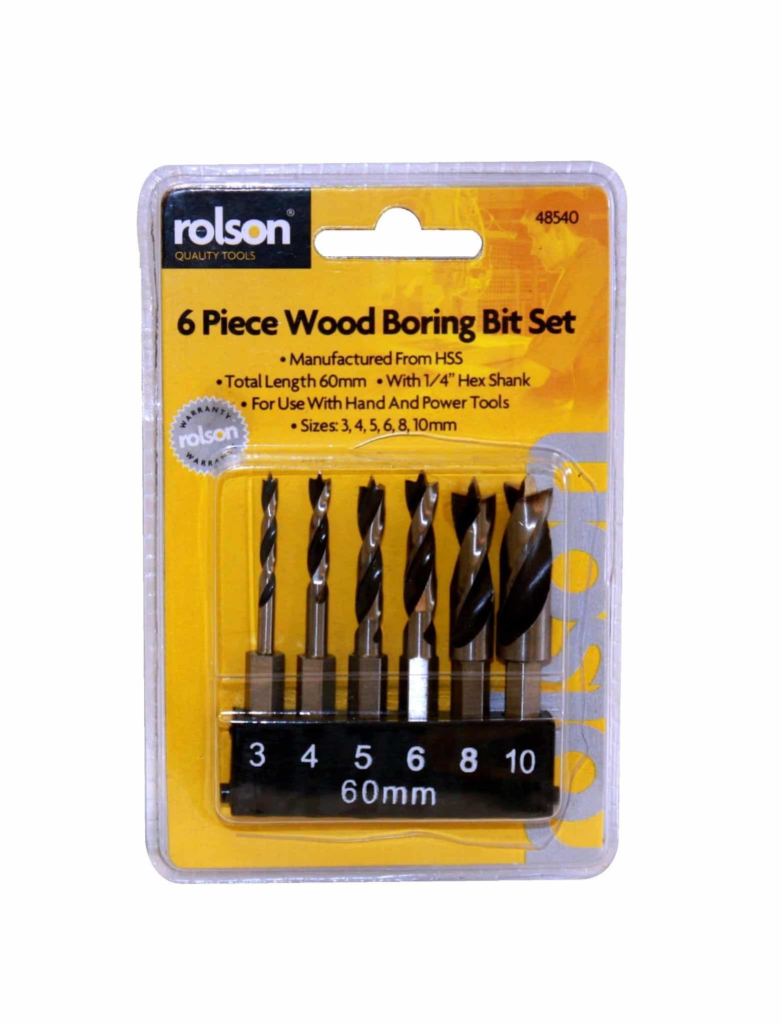 Stubby Wood Bits Hex Shank Bits – 6 Pieces