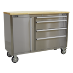 4 Drawer Stainless Steel Mobile Tool Cabinet » Toolwarehouse