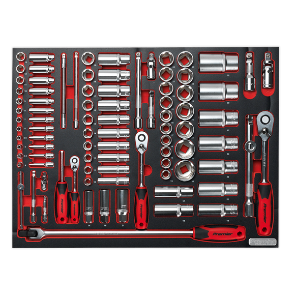 91pc 1/4", 3/8" & 1/2"Sq Drive Socket Set » Toolwarehouse